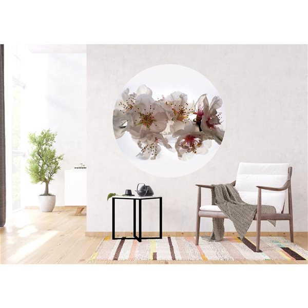 Dundee Deco Falkirk Airdrie 55in x 55in Pink and White "Lily" Round