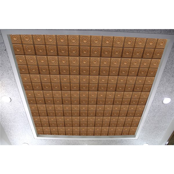 Dundee Deco Falkirk Perth Victorian 24-in x 24-in Antique Gold Surface-Mount Panel Ceiling Tiles - 25-Pack