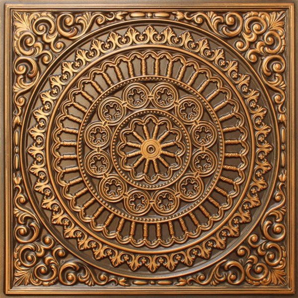 Dundee Deco Falkirk Perth 24-in x 24-in Victorian Transitional Antique Gold Surface-Mount Panel Ceiling Tile