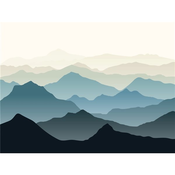 Dundee Deco Falkirk Airdrie 142-in x 106-in Blue and Beige "Mountain Range" Unpasted Wall Mural