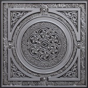 Dundee Deco Falkirk Perth 24-in x 24-in Traditional Antique Silver Surface-Mount Panel Ceiling Tiles - 10-Pack