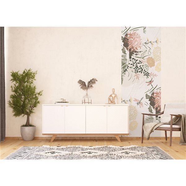 Dundee Deco Falkirk Airdrie 35-in x 106-in Pink, Beige and Yellow "Floral" Unpasted Wall Mural