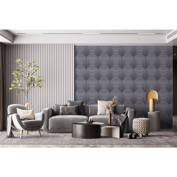 Dundee Deco Falkirk Perth 24-in x 24-in Traditional Square Metallic Silver Surface-Mount Panel Ceiling Tile