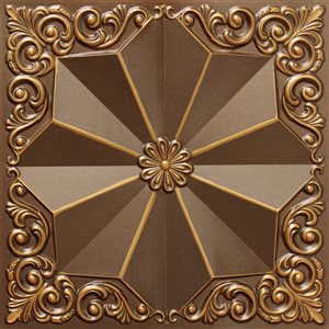 Tuile de plafond florale Dundee Deco Falkirk Perth or antique de 24 po x 24 po à installation en surface