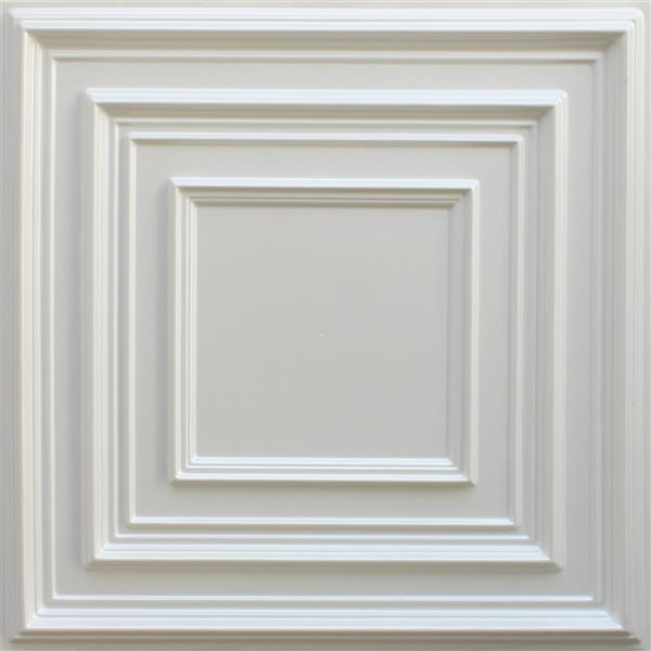 Tuile de plafond Dundee Deco Falkirk Perth carrée traditionnelle argenté de 24 po x 24 po à installation en surface