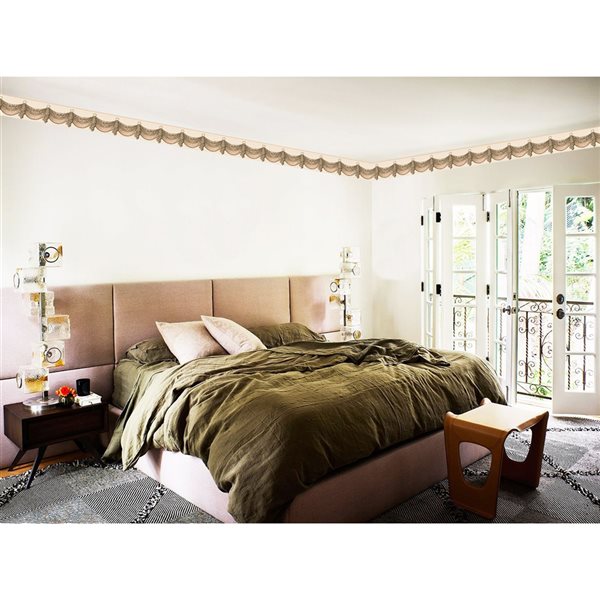 Dundee Deco Abstract Beige Green Leopard Print Peel and Stick Wallpaper Border