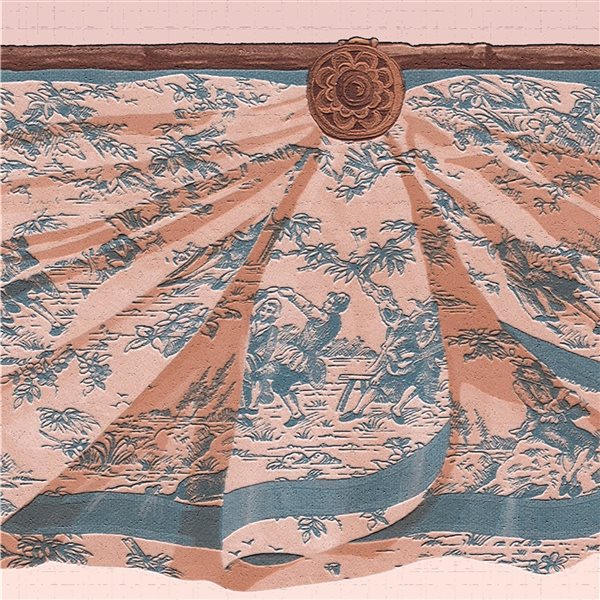 Dundee Deco Vintage Orange Brown Banner Peel and Stick Wallpaper Border