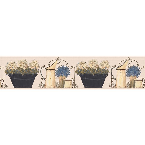 Bordure de papier peint autocollante abstraite beige et brun crème par