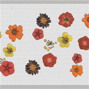 Dundee Deco Floral Yellow Orange Flowers Peel and Stick Wallpaper Border