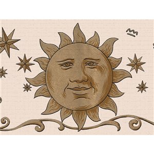 Dundee Deco Abstract Brown Sun and Moon Peel and Stick Wallpaper Border