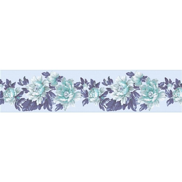 Dundee Deco Floral Purple White Blue Flowers on Vines Peel and Stick ...