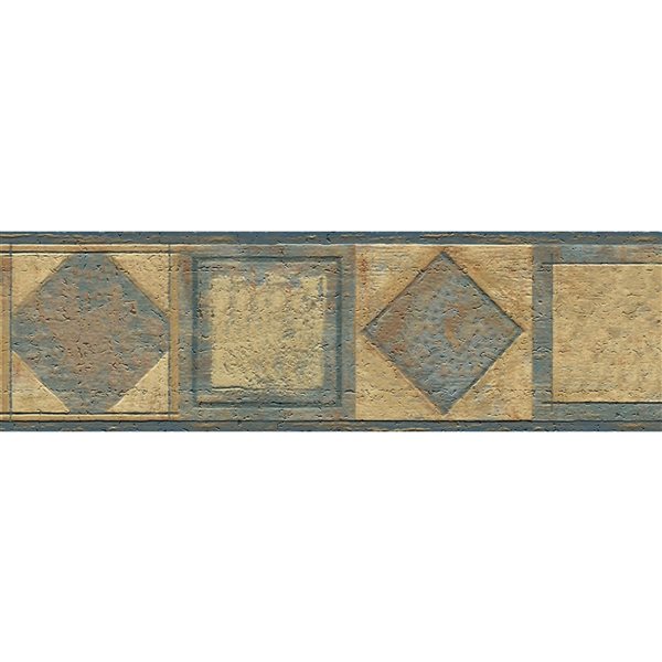 Dundee Deco Geometric Blue Brown Shapes Peel and Stick Wallpaper Border