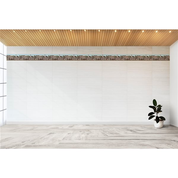 Dundee Deco Vintage Beige Off-White City Peel and Stick Wallpaper Border