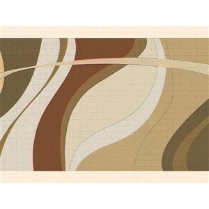 Dundee Deco Abstract Green Beige Orange Wavy Lines Peel and Stick Wallpaper Border