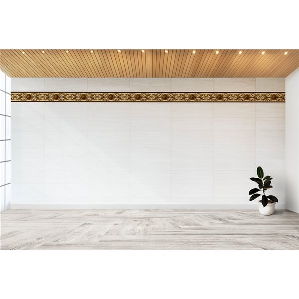Dundee Deco Damask Gold Scrolls Peel and Stick Wallpaper Border