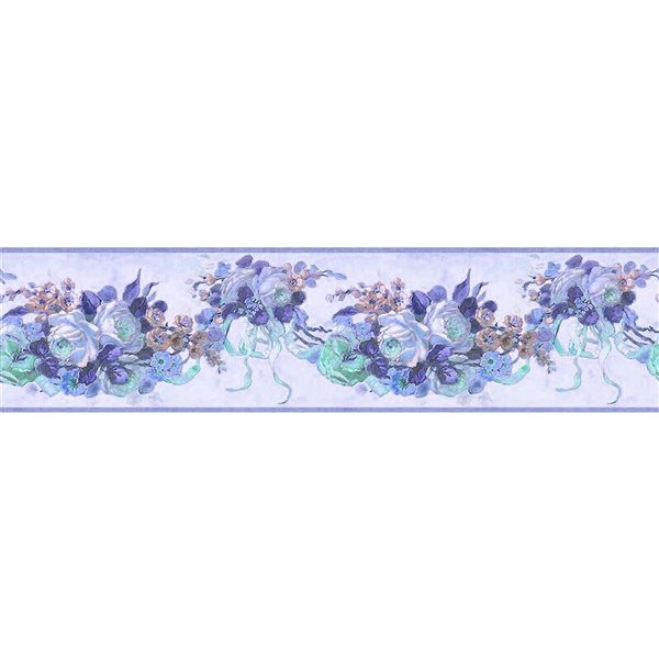 Dundee Deco Floral Purple Teal Flowers on Vines Peel and Stick Wallpaper Border | RONA Dundee Deco Floral Purple Teal Flowers on Vines Peel and Stick Wallpaper Border | RONA
