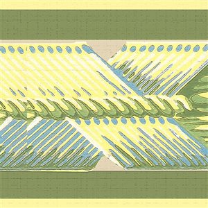Bordure de papier peint autocollante abstraite jaune, vert et gris par Dundee Deco
