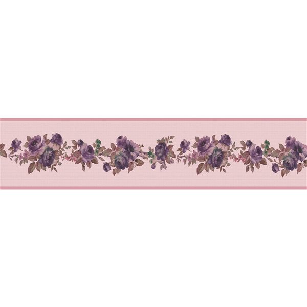 Dundee Deco Floral Pink Purple Flowers on Vines Peel and Stick Wallpaper  Border | RONA
