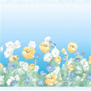 Dundee Deco Floral Blue White Blooming Flowers Peel and Stick Wallpaper Border