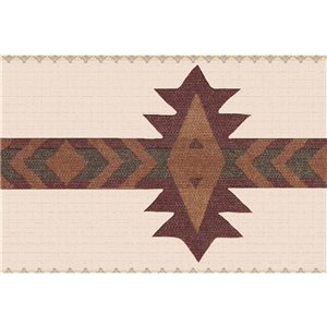 Dundee Deco Southwestern Burgundy Brown Green Abstract Peel and Stick Wallpaper Border