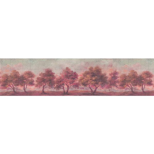Dundee Deco Abstract Pink Grey Trees Peel and Stick Wallpaper Border