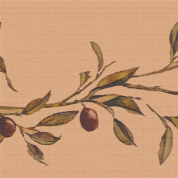 Dundee Deco Nature Red Beige Berries Peel and Stick Wallpaper Border
