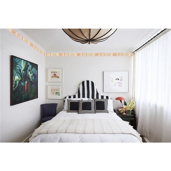 Dundee Deco Abstract Beige Tan Live Love Life Peel and Stick Wallpaper Border