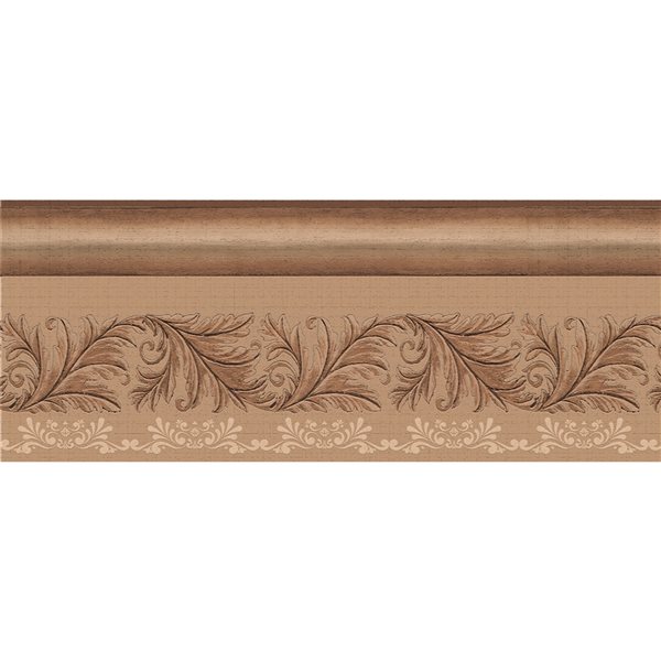 Dundee Deco Damask Brown Scrolls Peel and Stick Wallpaper Border
