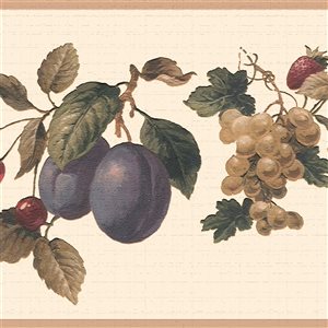 Dundee Deco Fruits Red Green Apple Pear Grape Peel and Stick Wallpaper Border