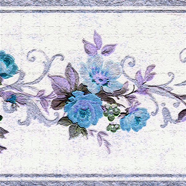 Dundee Deco Damask Purple Blue Flowers on Vines Peel and Stick Wallpaper  Border | RONA
