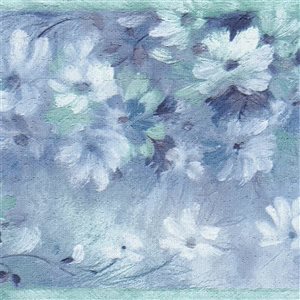 Bordure de papier peint autocollante abstraite bleu et blan par Dundee Deco