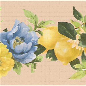 Bordure de papier peint autocollante florale jaune, vert et bleu par Dundee Deco
