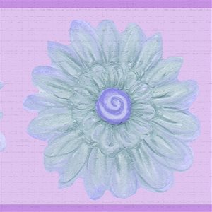 Bordure de papier peint autocollante florale violet et vert par Dundee Deco