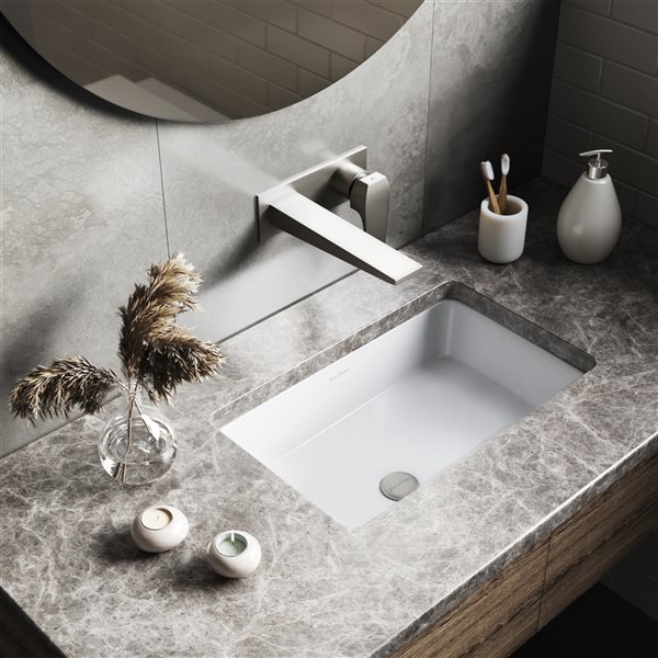 Swiss Madison Voltaire White Ceramic Undermount Rectangular Bathroom Sink (19.7-in x 21-in)