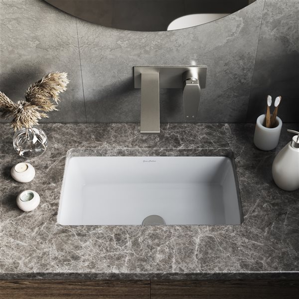 Swiss Madison Voltaire White Ceramic Undermount Rectangular Bathroom Sink (19.7-in x 21-in)