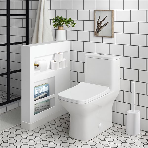 Swiss Madison Carre White Dual Square Toilet 12-in Rough-In Size