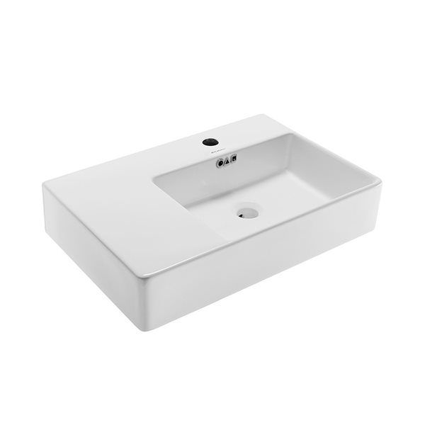 Swiss Madison St. Tropez White Ceramic Wall-Mount Rectangular Bathroom Sink (23.6-in x 16.5-in)