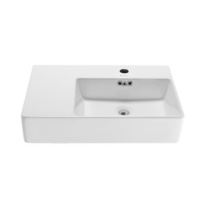 Swiss Madison St. Tropez White Ceramic Wall-Mount Rectangular Bathroom Sink (23.6-in x 16.5-in)