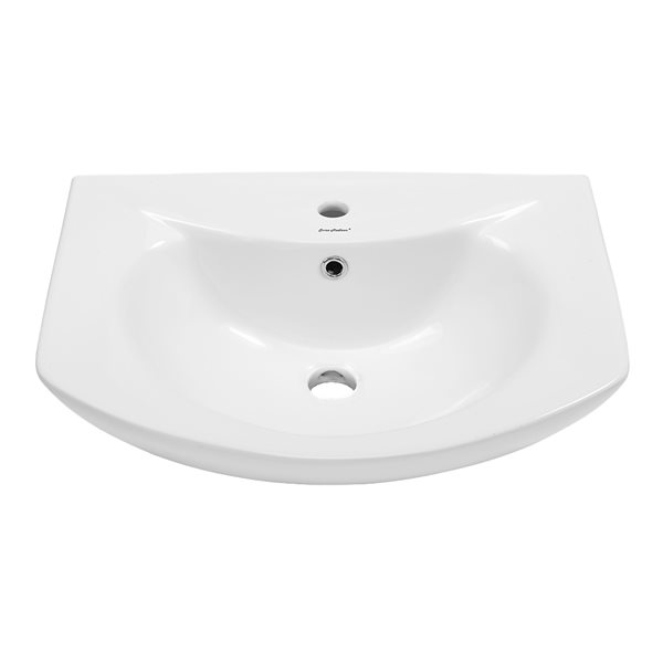 Swiss Madison Chateau 25.75-in White Vitreous China Pedestal Sink Round Single Faucet Hole