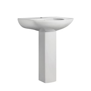 Swiss Madison Chateau 25.75-in White Vitreous China Pedestal Sink Round Single Faucet Hole