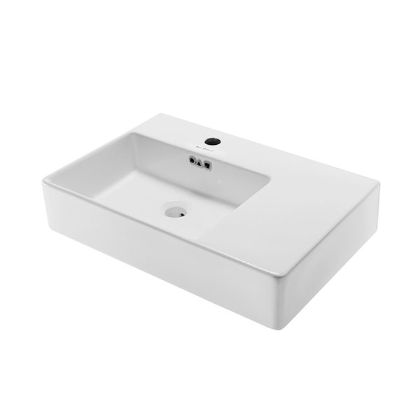 Swiss Madison St. Tropez White Ceramic Wall-Mount Rectangular Bathroom Sink (23.6-in x 16.5-in)