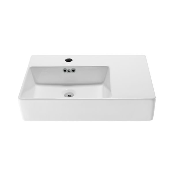 Swiss Madison St. Tropez White Ceramic Wall-Mount Rectangular Bathroom Sink (23.6-in x 16.5-in)