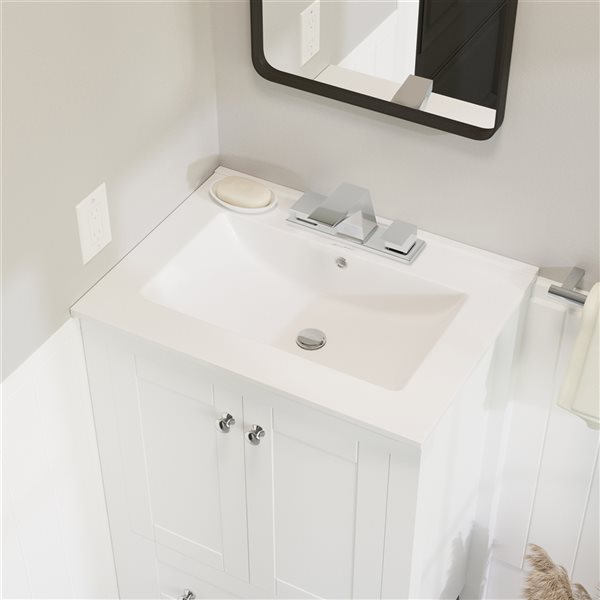 Swiss Madison Single White Ceramic Drop-in Rectangular Bathroom Sink (18.5-in x 24.25-in)