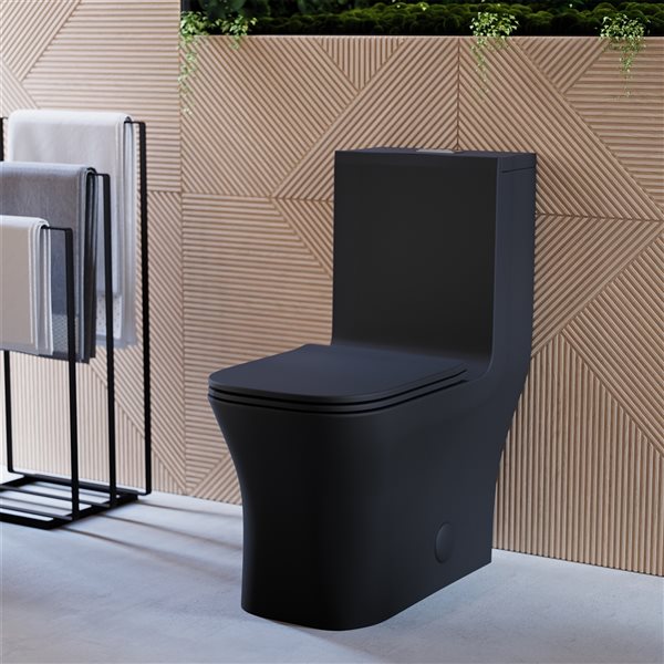 Swiss Madison Concorde Black Dual Square Toilet 12-in Rough-In Size