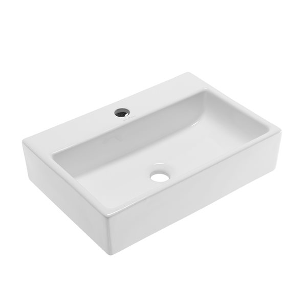 Swiss Madison Claire White Ceramic Vessel Rectangular Bathroom Sink (20.87-in x 13.75-in)