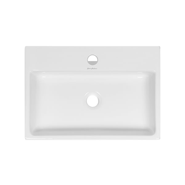 Swiss Madison Claire White Ceramic Vessel Rectangular Bathroom Sink (20.87-in x 13.75-in)