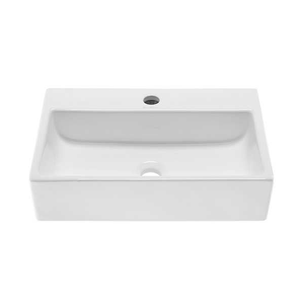 Swiss Madison Claire White Ceramic Vessel Rectangular Bathroom Sink (20.87-in x 13.75-in)