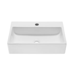 Swiss Madison Claire White Ceramic Vessel Rectangular Bathroom Sink (20.87-in x 13.75-in)