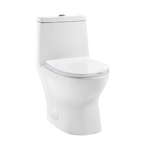 Swiss Madison Ivy White Dual Elongated Toilet 10-in Rough-In Size