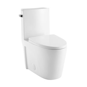 Swiss Madison St. Tropez White Single Elongated Toilet 12-in Rough-In Size